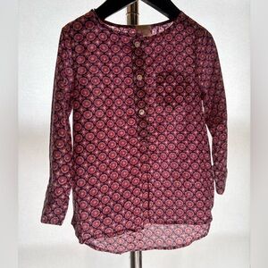 Crewcuts Girls Long Sleeve Printed Button-Front Top – Size 3